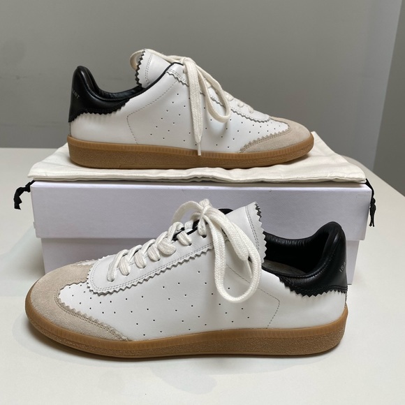 Isabel Marant Bryce Leather Sneaker in White/Black sz 38 New in Box - Picture 4 of 10
